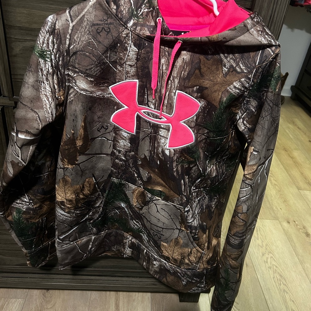 Under Armour Camo Hoodie with Pink Logo